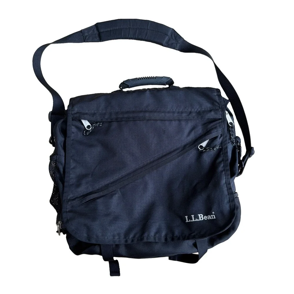 VTG L.L Bean Convertible Messenger Backpack Bag Gorpcore Y2K OHN74 Ripstop Black